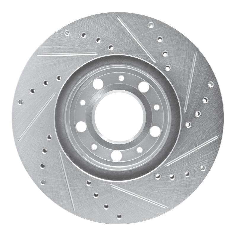 Volvo S70 Brake Rotor (1) - Front Left - R1 Concepts - Drilled & Slotted - Silver - `95-`04